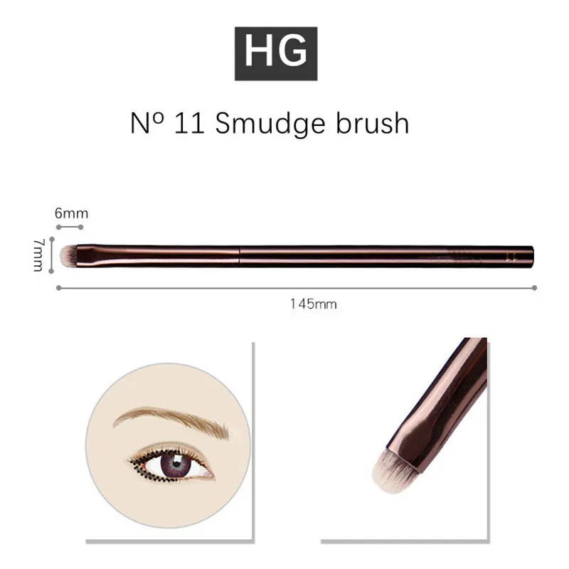 Hourglass Makeup Eye Smudge Brush 11 Metal Handle Synthetic Hair Small Shadow Smokey Liner Deatiled Corrector Cosmetics Tool