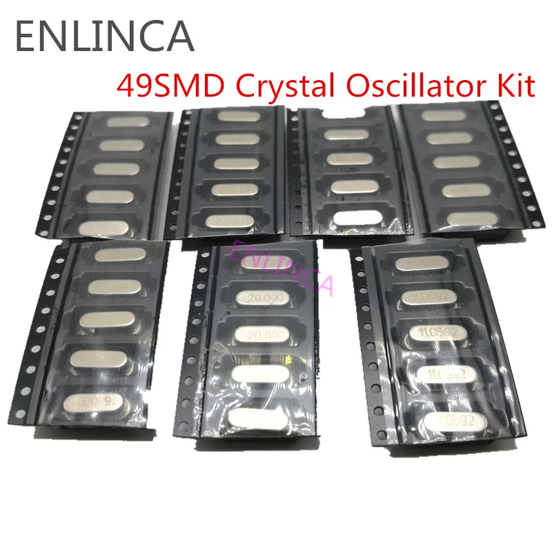 7Values 35Pieces 49S-SMD SMD Crystals kit 6Mhz 8Mhz 10Mhz 12Mhz 16Mhz 20Mhz 11.0592Mhz Mhz 49SMD Crystal Oscillator Kit