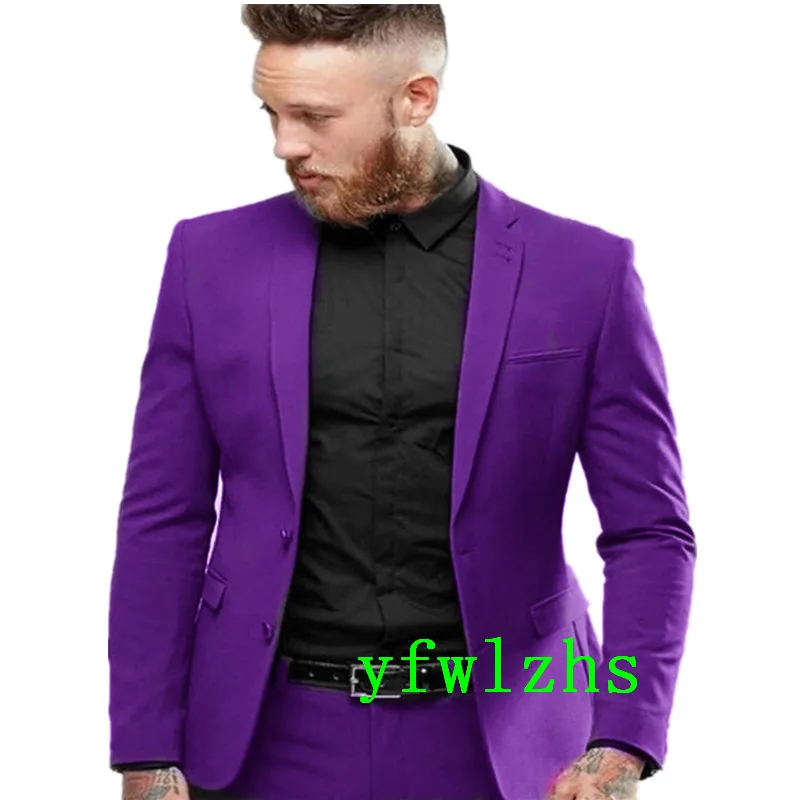 

Handsome Two Buttons Groomsmen Notch Lapel Groom Tuxedos Men Suits Wedding/Prom Best Blazer ( Jacket+Pants+Tie) B511