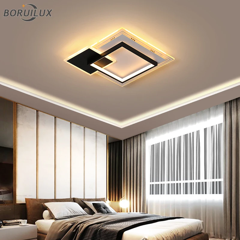 Acrylic Black White Dimmable New Modern LED Ceiling Lights Living Study Room Bedroom Corridor Aisle Indoor Lamps Home Lighting