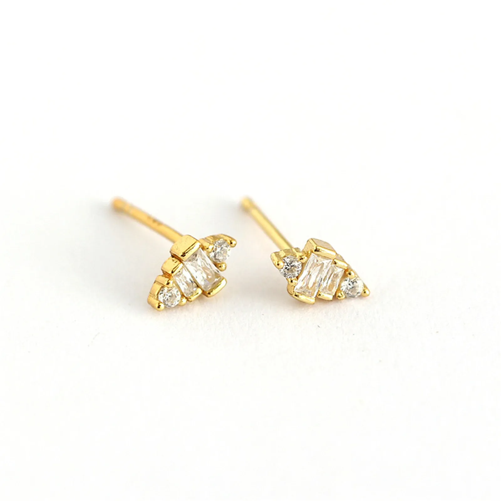 

Geometric Trapezoid Shape Stud Earrings Sterling 925 Silver with Zircon Diamond for Women Gold Color Girls Jewelry Ohrringe