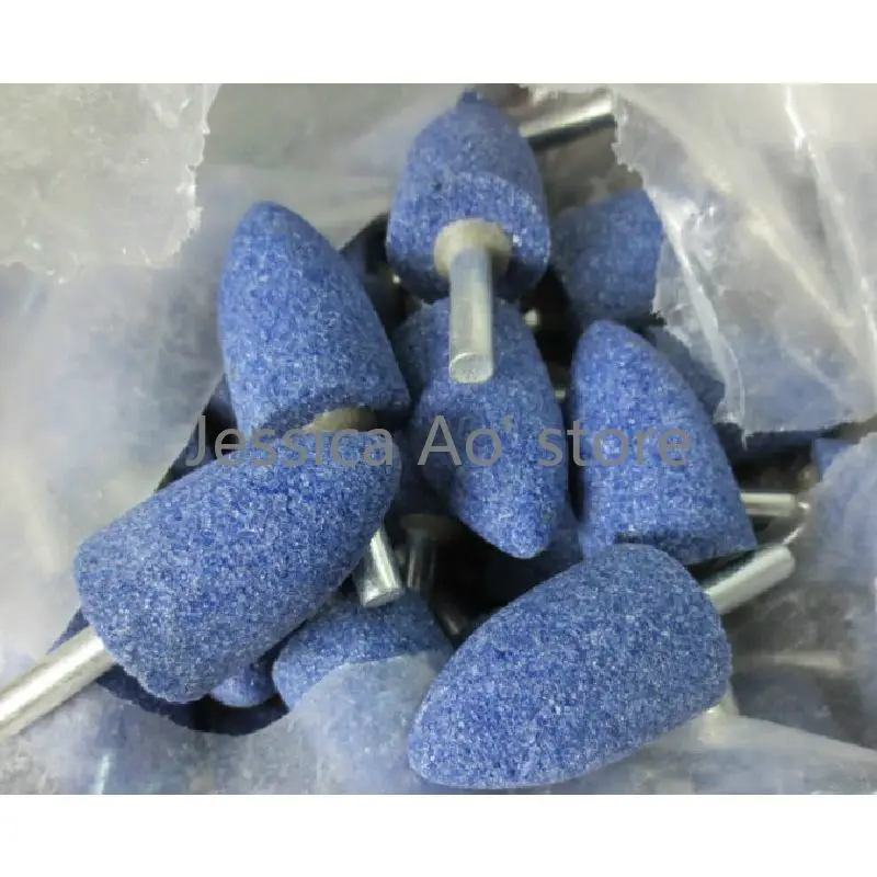 10pcs 20 25mm Blue Corundum Grinding Stone Sanding Wheel with 6mm Shank Bullet Shape Electric Grinding Head Metal Polishing Tool