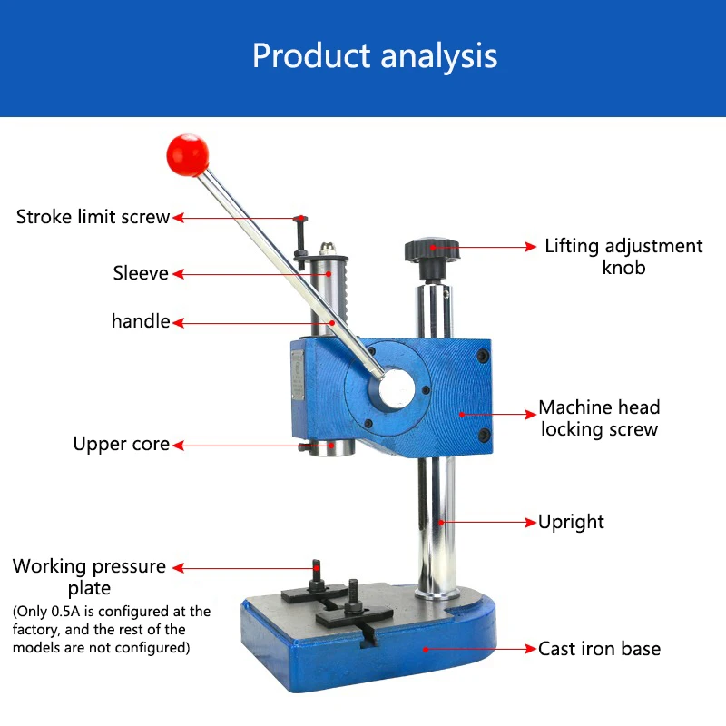 J03-0.5A Precision Manual Press/trigger/copper Tube/table Punch/shaker Mould Press