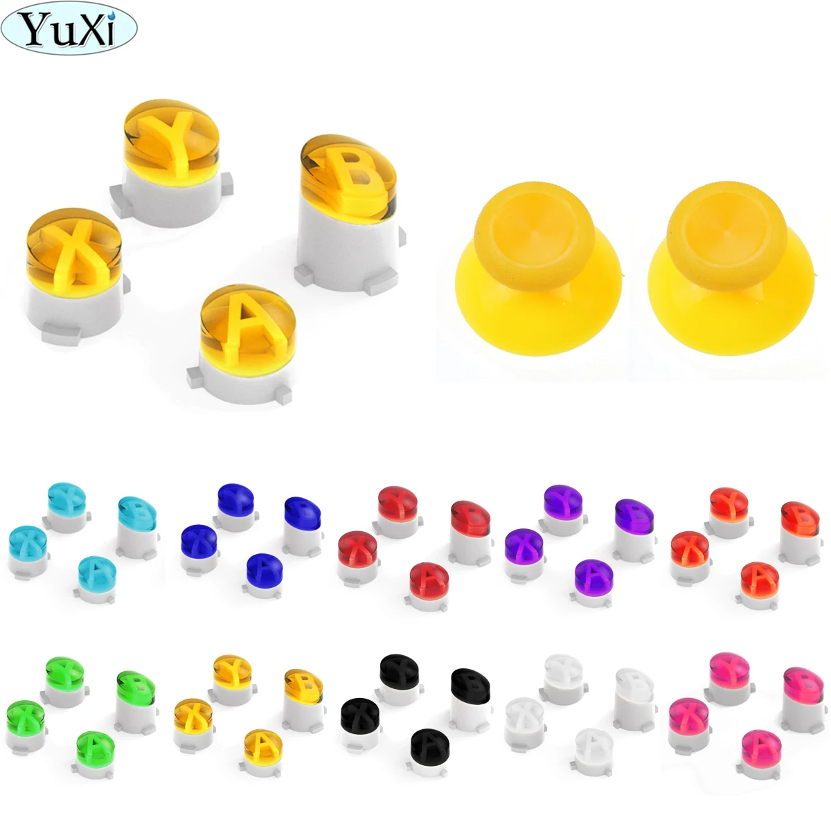 YuXi Replacement Buttons ABXY Set For Xbox One Slim Elite Controller Accessories Spare Buttons+ Mushroom Cap