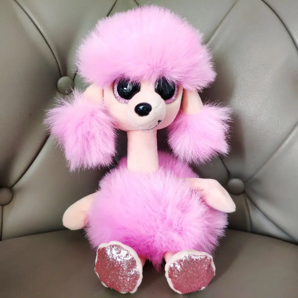 15 CM Ty Beanie Glittering Big Eyes Camilla Pink Poodle Cute Plush Baby Toy Stuffed Dog Doll Birthday Gift for Boys and Girls