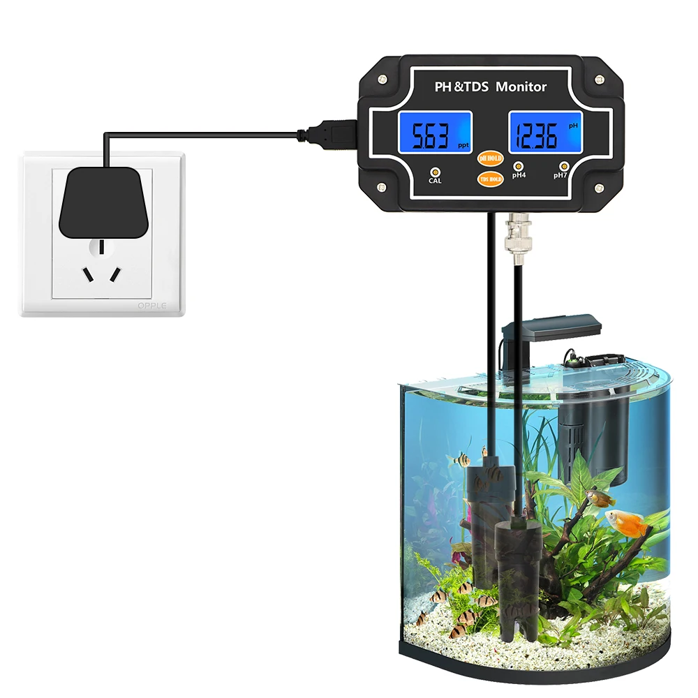 Imagem -05 - Testador de Qualidade de Água Impermeável Monitor Duplo Acidômetro para Piscinas Aquários 30 em ph Tds2683