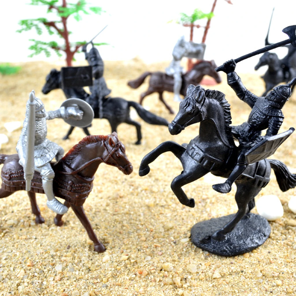 28 piezas Caballero y caballos Playset Soldado Juguetes Hombres del ejército Figuras de acción, 3 pulgadas