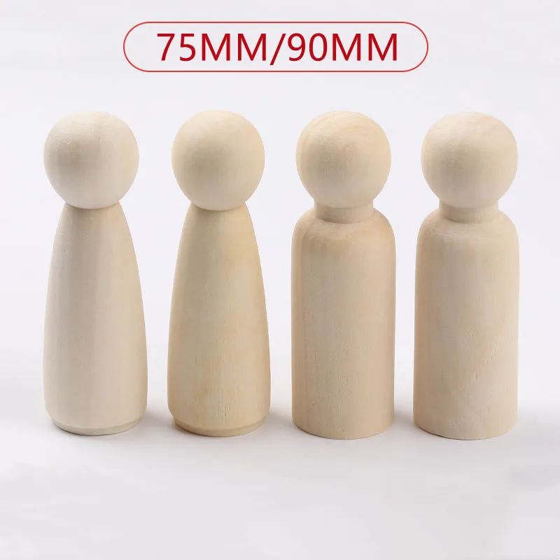 5PC/Lot Wooden Peg Dolls 35/43/55/65/75/90mm Wood Dolls Painting DIY Home Nursery Decoration Women Men Wooden Peg Dolls Ornament