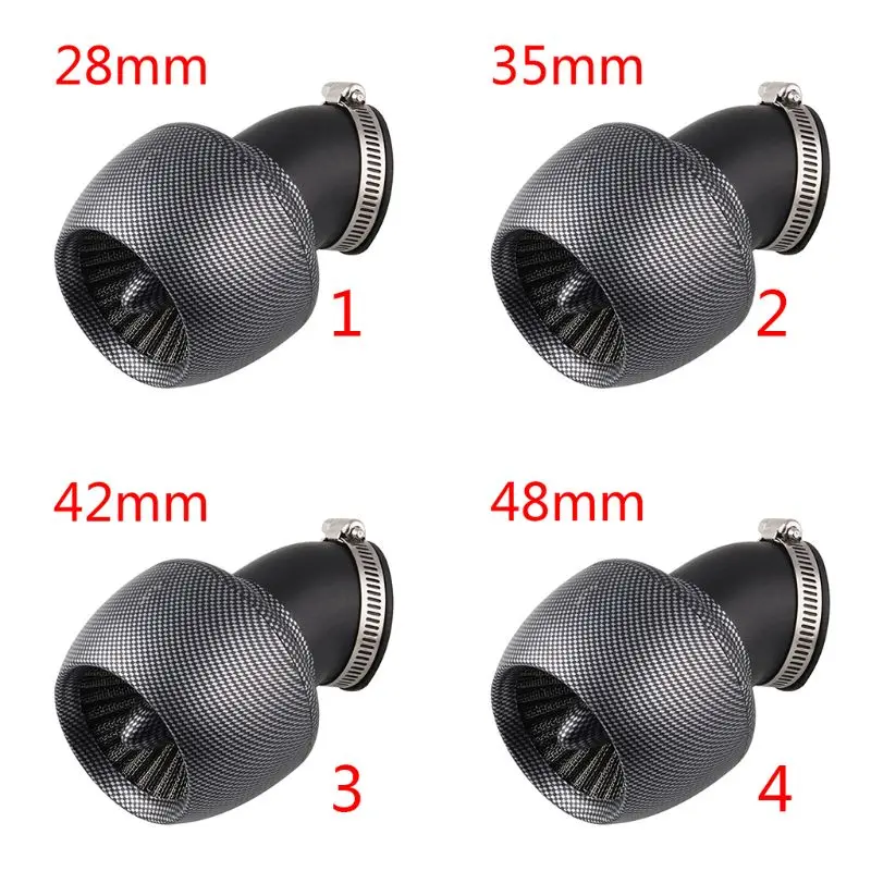 28mm/35mm/42mm/48mm Universal Motorcycle Air Filter Carbon Fiber For 150cc 250cc ATV Quad Moped Scooter Go Kart