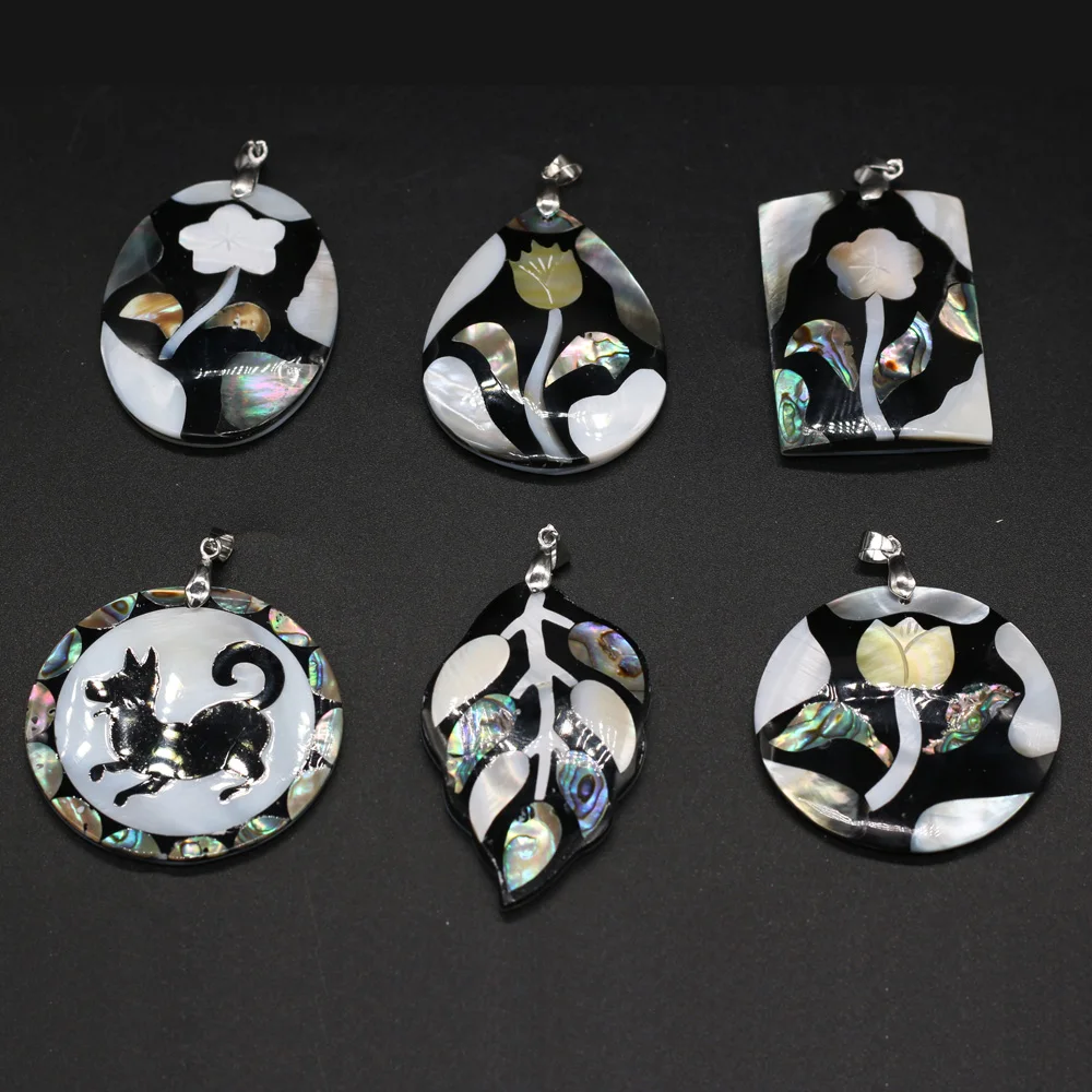 2024 New Natural Mother of Pearl Shell Pendants Abalone Paua Shell Pendant Charms for DIY Necklace Jewelry Making Accessories