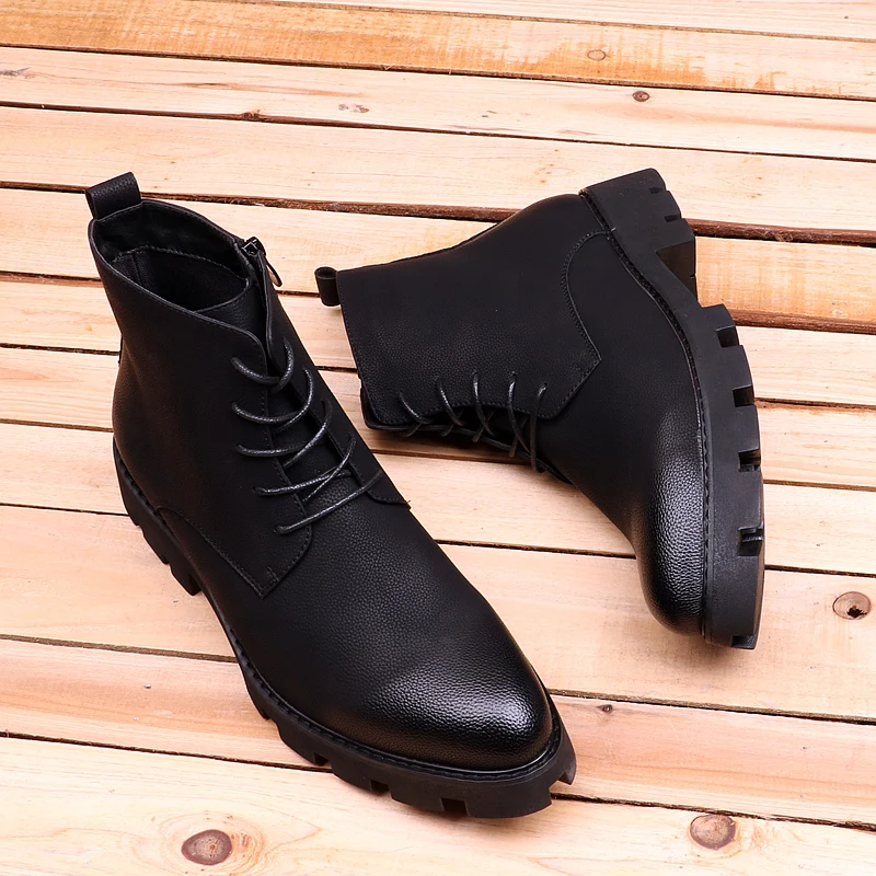 England designer mens leisure platform boots black genuine leather shoes spring autumn cowboy boot handsome ankle botas hombre