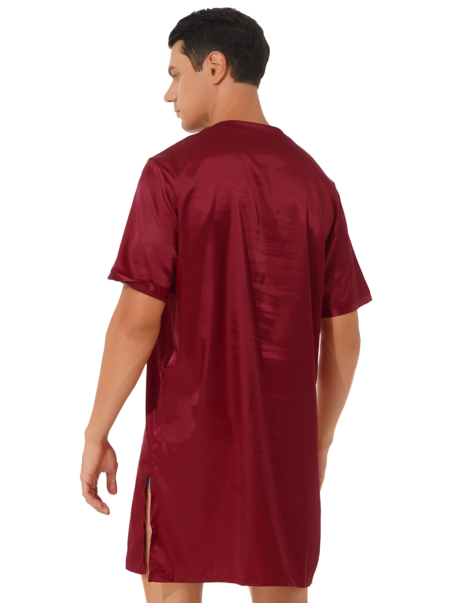 男性用半袖パジャマ,ナイトガウン,Vネック,暖かいサテンの衣装,トレンド2022