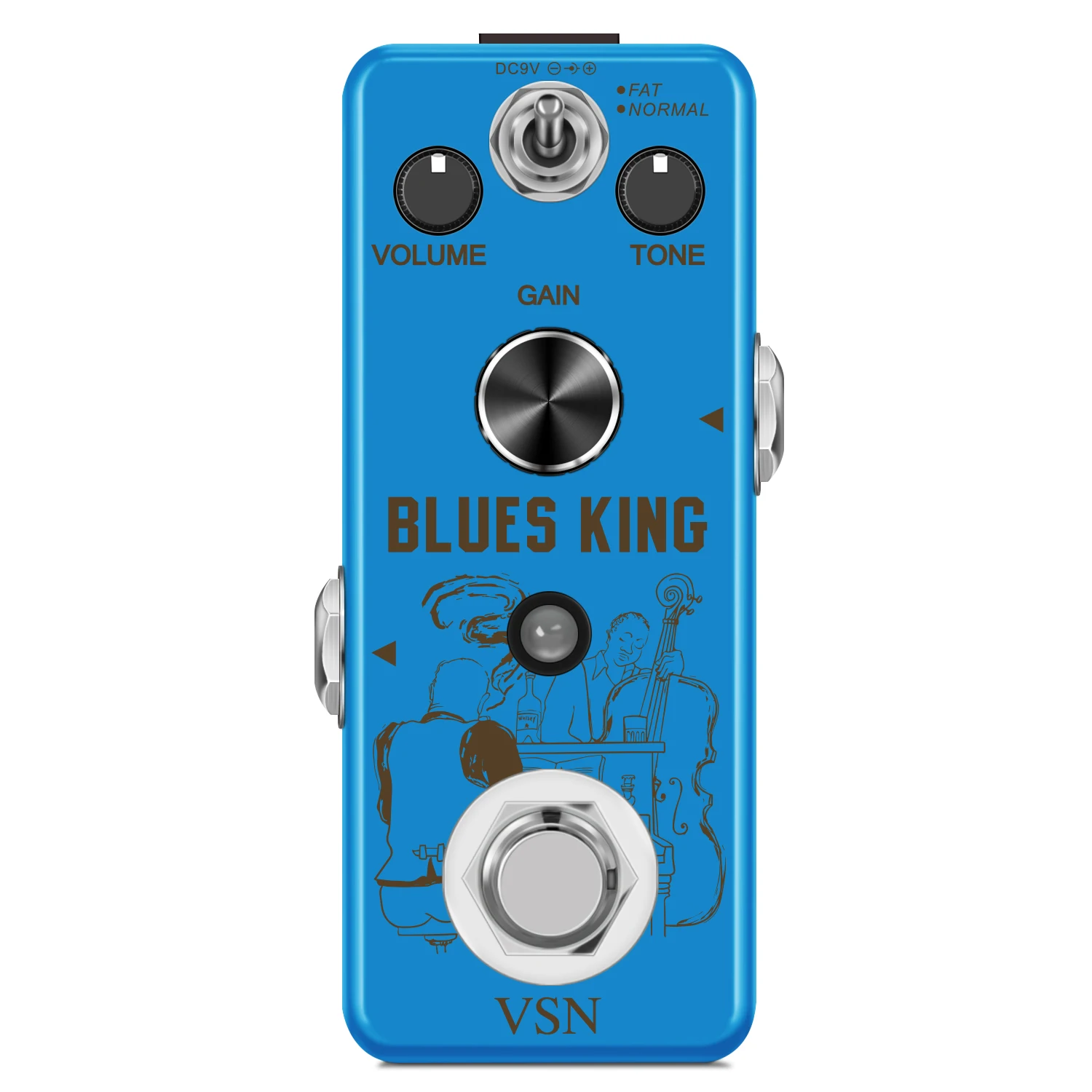 

VSN-Bluesy Guitar Pedal, Blues Style, Distortion Effect Pedal, Fat and Normal, 2 Modes, Wide Range Frequency Response