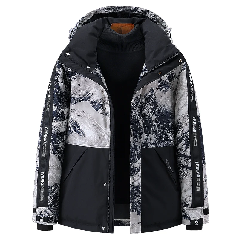 Camouflage down jacket winter new white duck down fashion trend men's thick warm coat high quality brand print for cold weather