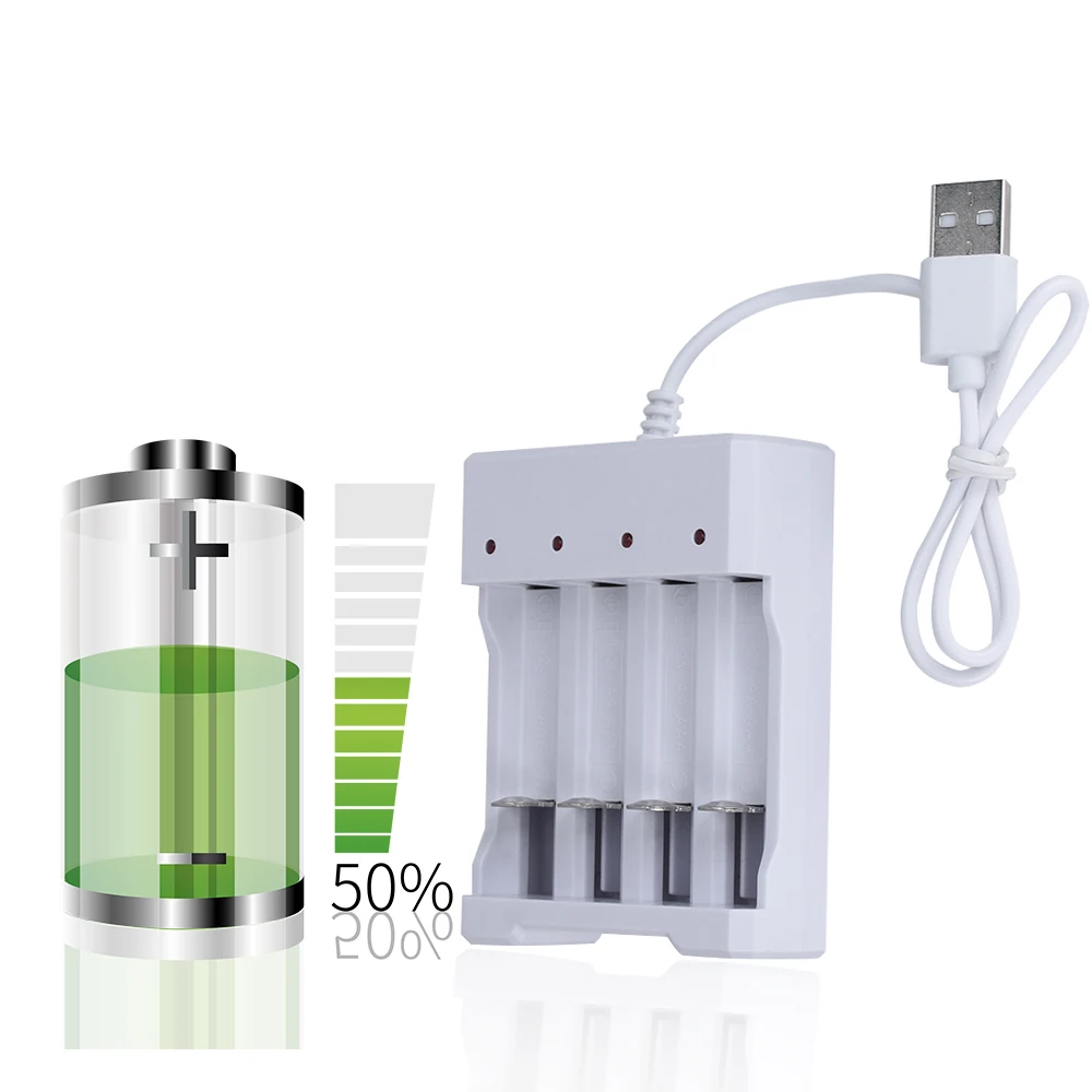 USB 4 Slots Fast Charging Battery Charger Short Circuit Protection AAA and AA Rechargeable Battery Station HighQuality