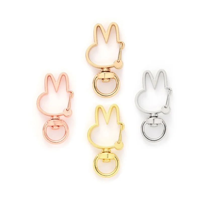 100pcs Rabbit Shape Lobster Clasp Hooks Findings Key Chain Key Ring keychain Cute Jewelry Making Gold DIY Accessories