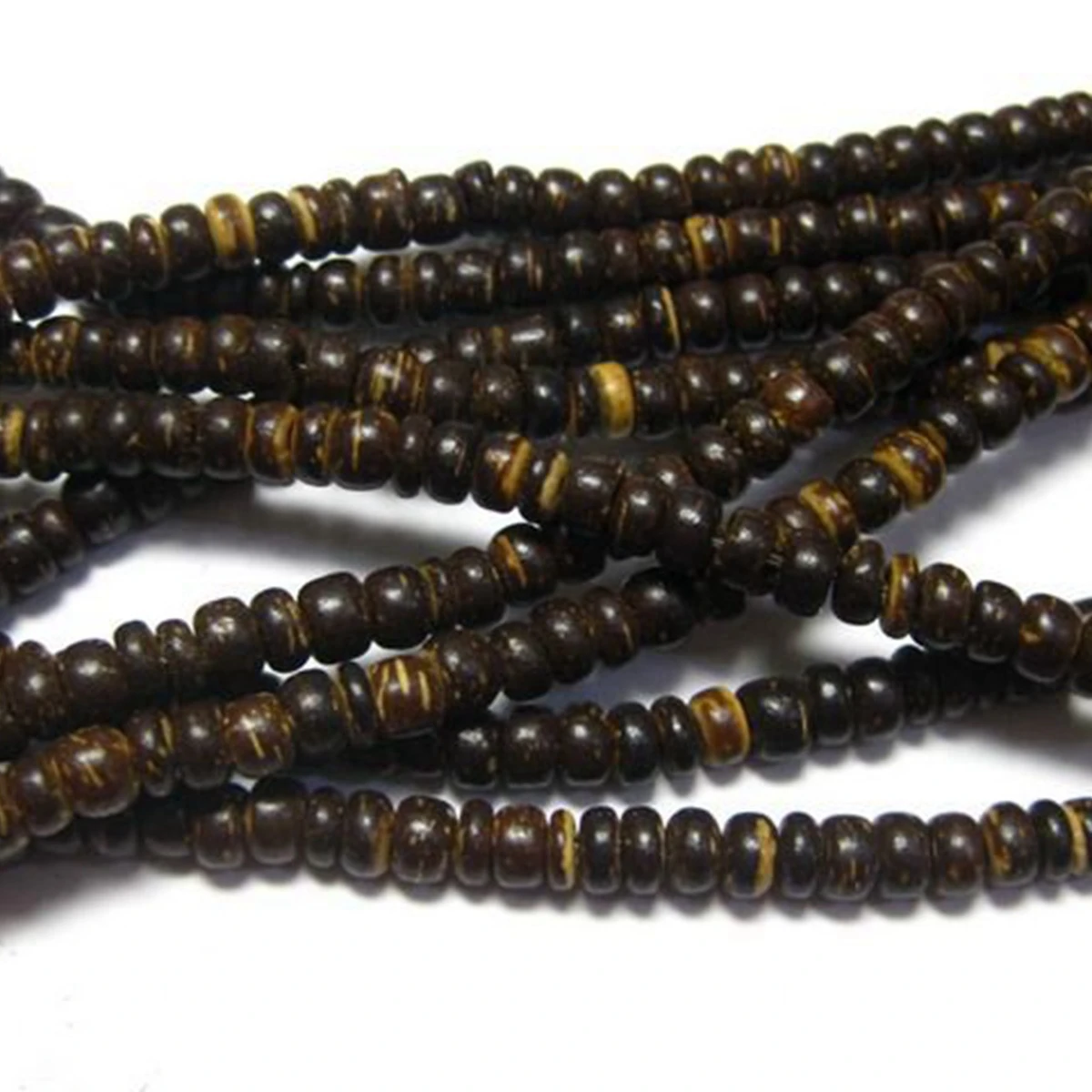 5 Strands Natural Dark Coconut Shell Rondelle Beads 16\