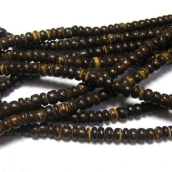 5 Strands Natural Dark Coconut Shell Rondelle Beads 16