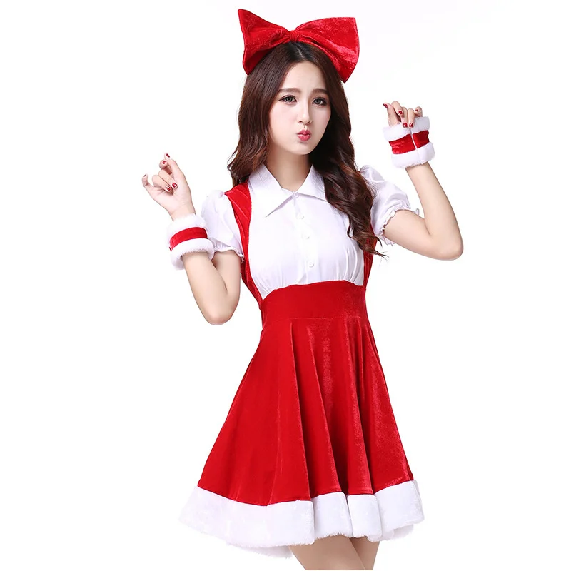 Vestido de natal feminino papai noel cosplay traje vermelho sexy envoltórios vestido meninas outono inverno festa de natal trajes sonhadores