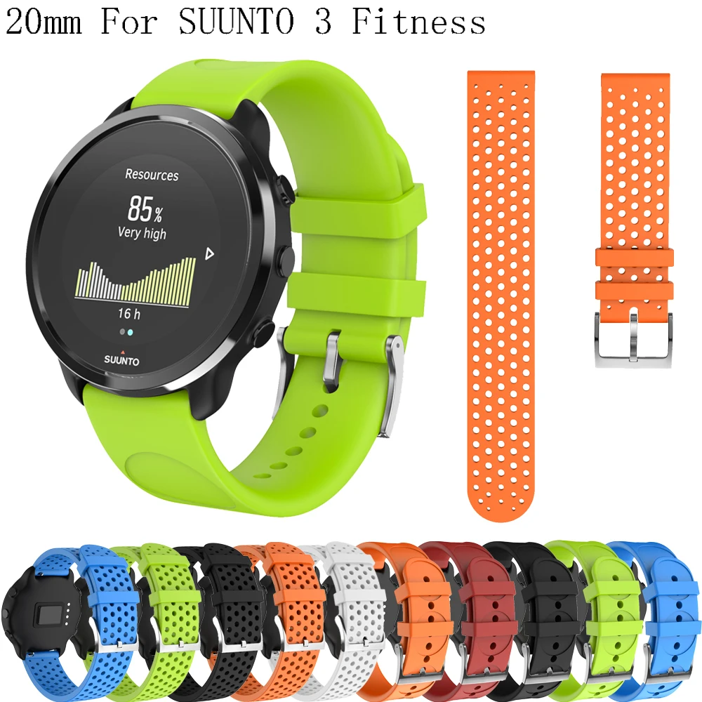 Pulseira de silicone 20mm pulseira de pulso substituição para suunto 3 fitness relógio inteligente instalação rápida acessórios cinto de pulso