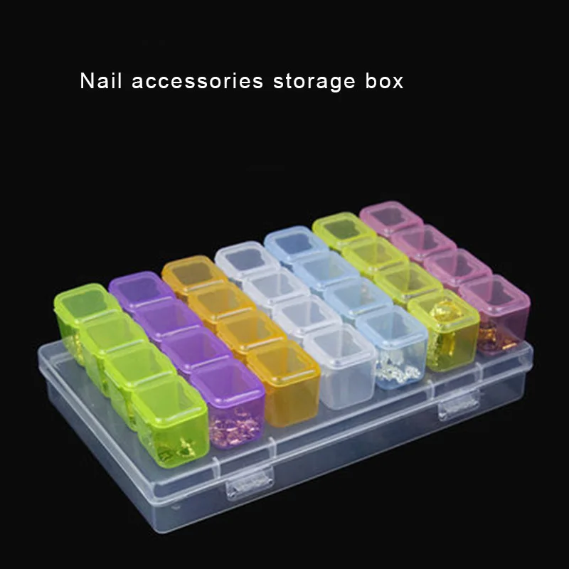 Storage Box 28 Removable Compartments Mini Grids Diamond Organizer Box for Jewelry Beads Transparent 17.5x10.5x2.5cm WWO