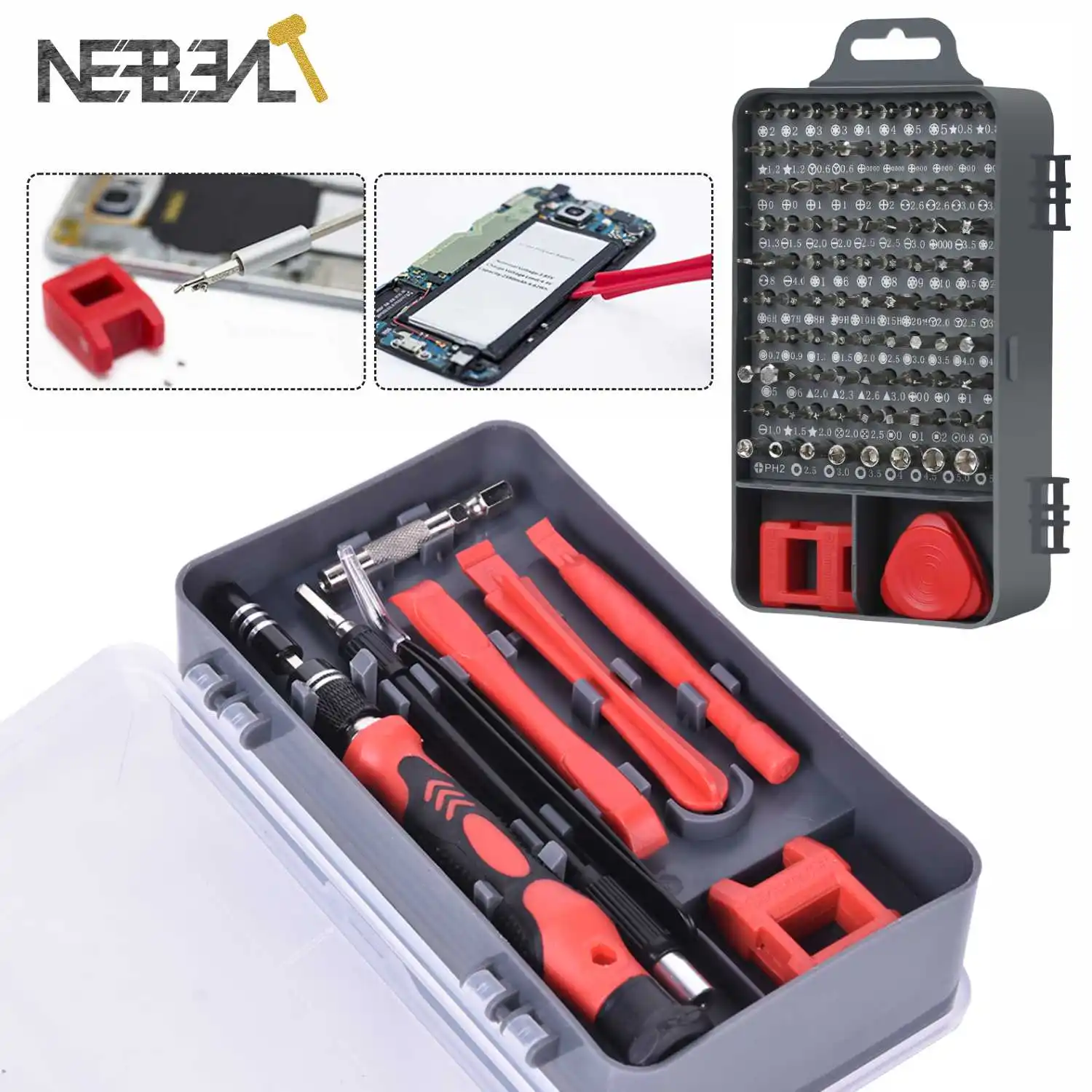 

115/117 in 1 S2 Screwdriver Set of Screw Driver Bit Set Multi-function Precision Mobile Phone Repair Device Hand Tools Torx Hex