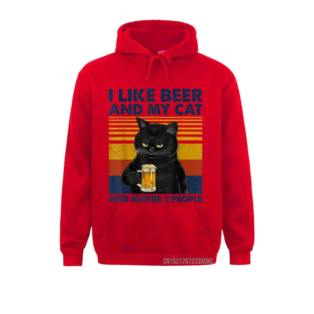 I Like Beer My Cat And Maybe 3 People Funny Cat Lovers Gift Hoodie Normal Sweatshirts 2021 Men's Hoodies Family Hoods