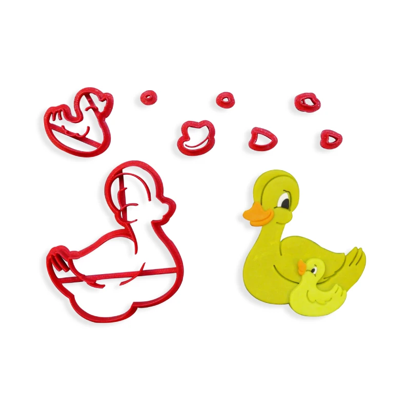 Cute Animal Sugar Paste Mould Rubber Baby Mommy Duck Fandant Cookie Cutter Set Kids Birthday Cake Decorating