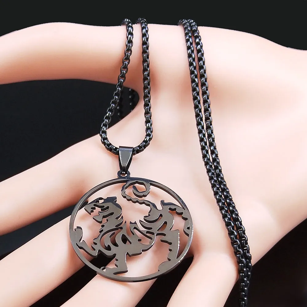 Stainless Steel Shotokan Karate Martial Arts Pendant Necklace Women/Men Black Color Symbol Shotokan Necklace Jewelry N4409S04