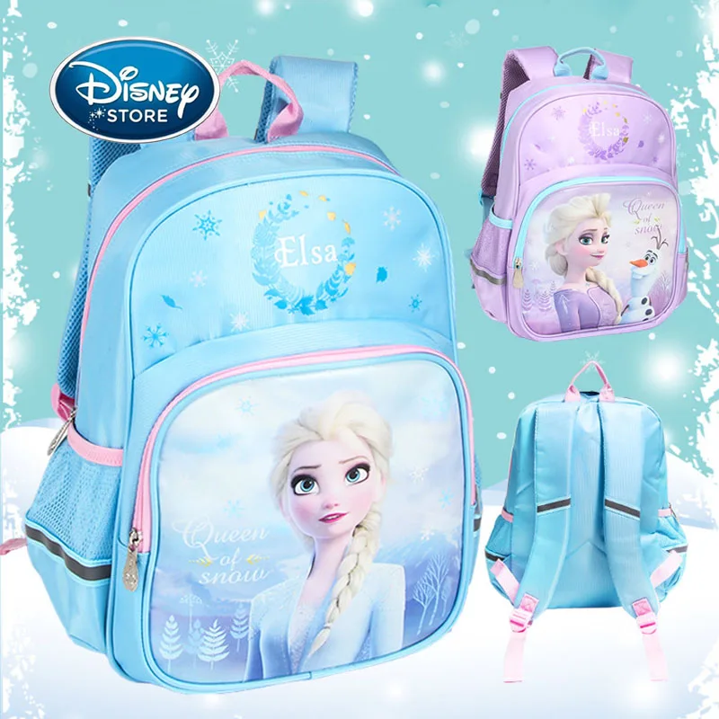 Disney Princess Girl Backpack Frozen Snow Queen Elsa Schoolbag Primary Student Outdoor Travel Light Storage Children Backpack