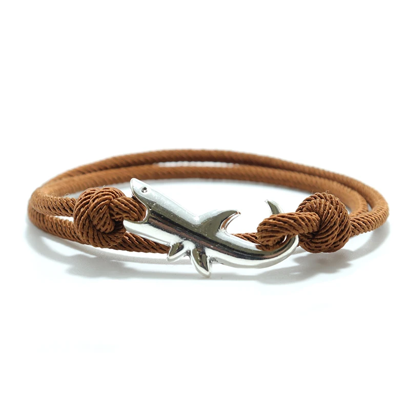 Simple Style Shark Bracelet For Men Sliding And Adjustable Rope Braslet Beach Surfing Nautical Braclet Accesorios Hombre Pulsera