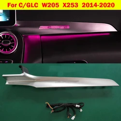 Atmosphere Lamp Cover MB Co-pilot Neon Ambient Light For Mercedes-Benz C/GLC class W205 X253 2014-2020 LED 3/12/64 Colors