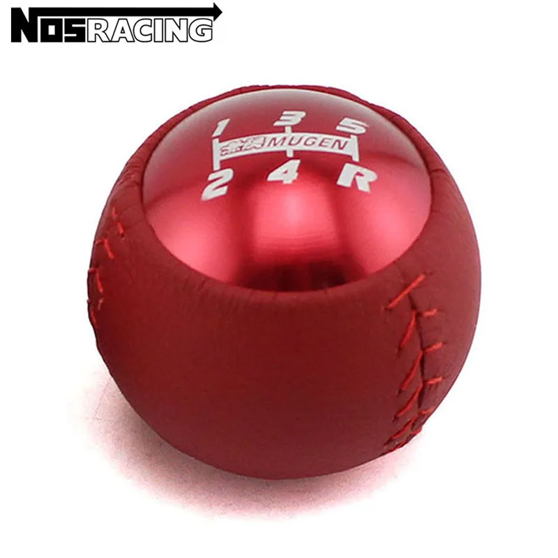 MUGEN Leather Gear Shift Knob Red Black Silver Manual Shifter Lever 5 6 Speed M10 x 1.5 For HONDA CRZ Type R Civic FA5 FG2 SI