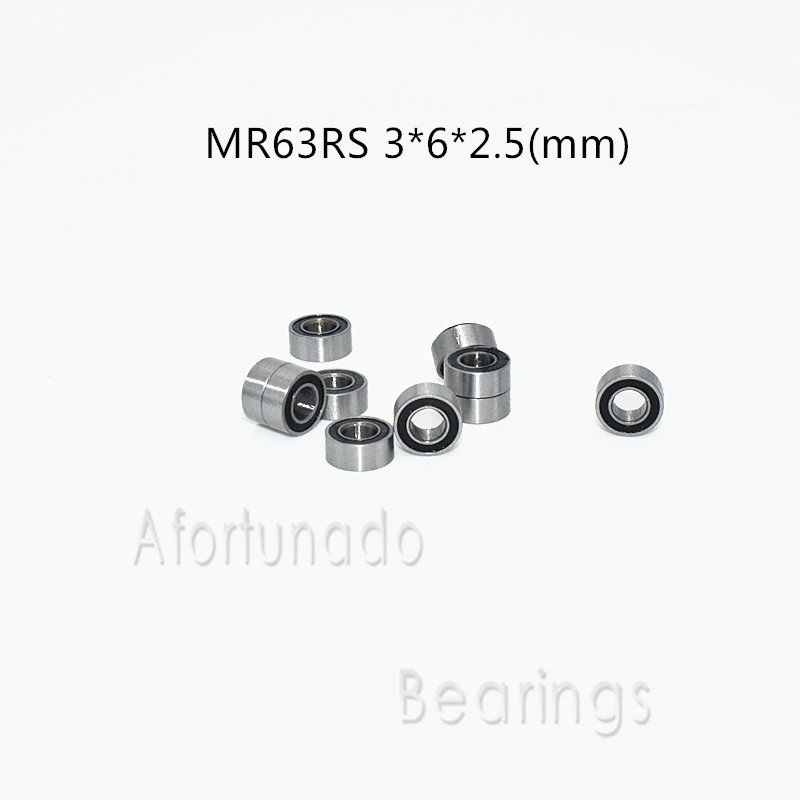 

MR63RS Miniature Bearing 10pcs 3*6*2.5(mm) free shipping chrome steel Rubber Sealed High speed Mechanical equipment parts