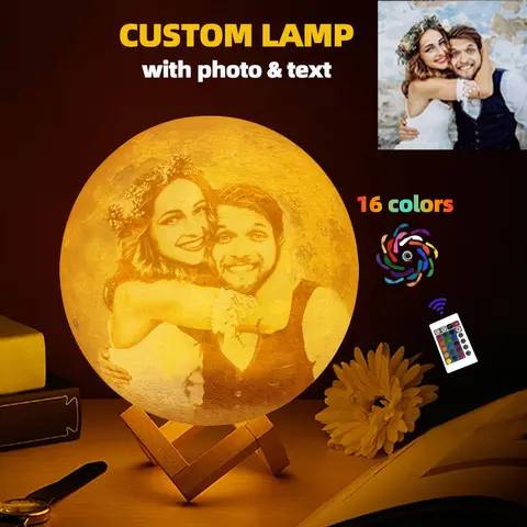 3D Printing Moon Lamp Personalized Photo Text Customized USB Night Light Birthday Mother Day Valentine's Christmas Lunar Gift
