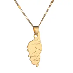 Gold Color Haute Corse Map Pendant Necklace Corsica Necklace La Corse Country Maps France Map Jewelry