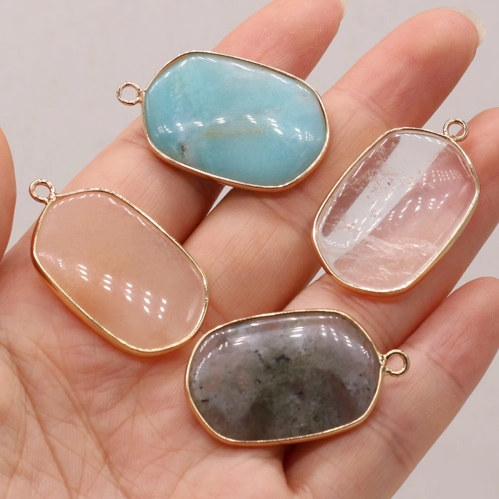 Natural Stone Gem Amazonite Pendant Handmade Crafts DIY Romantic Charm Party Necklace Earrings Jewelry Accessories Gift Making