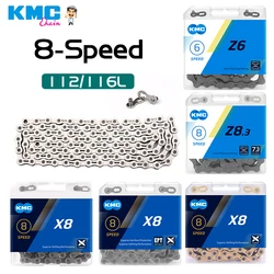 KMC Bicycle 6/7/8 Speed Z6/Z8.3/X8/X8PL/X8EPT MTB Road Bike Chains 116/112 Links with Magic Buckle 6/7/8V Chain for Shimano SRAM