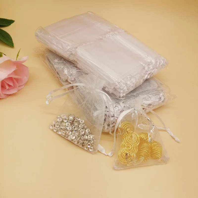 1000Pcs White Organza Bags Butterfly Drawstring Sachet Bag Mini Storage Bags for Women Wedding Gift Box Packaging Bag Display