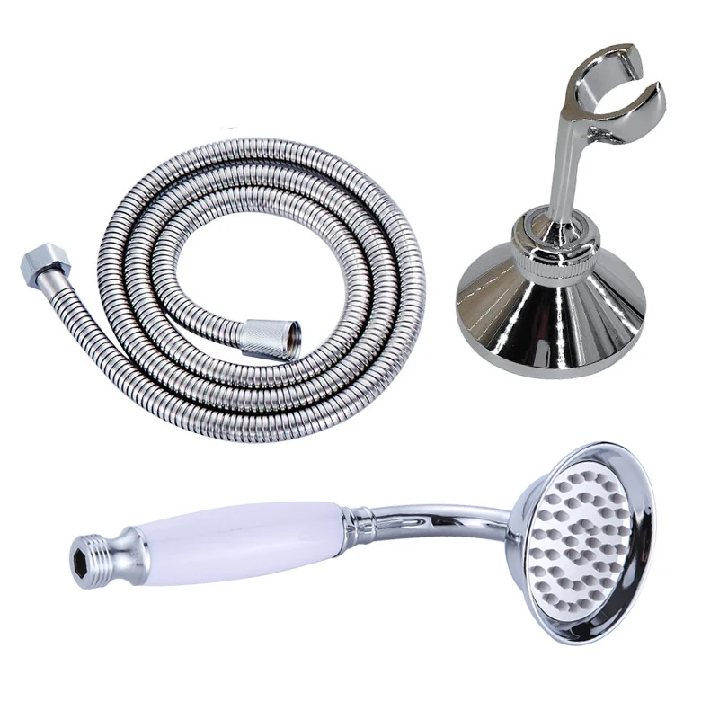 Polished Chrome Brass Telephone Style Bathroom Handheld Shower Head Water Saving Shower Head 1.5M shower hose Hand Shower Holder