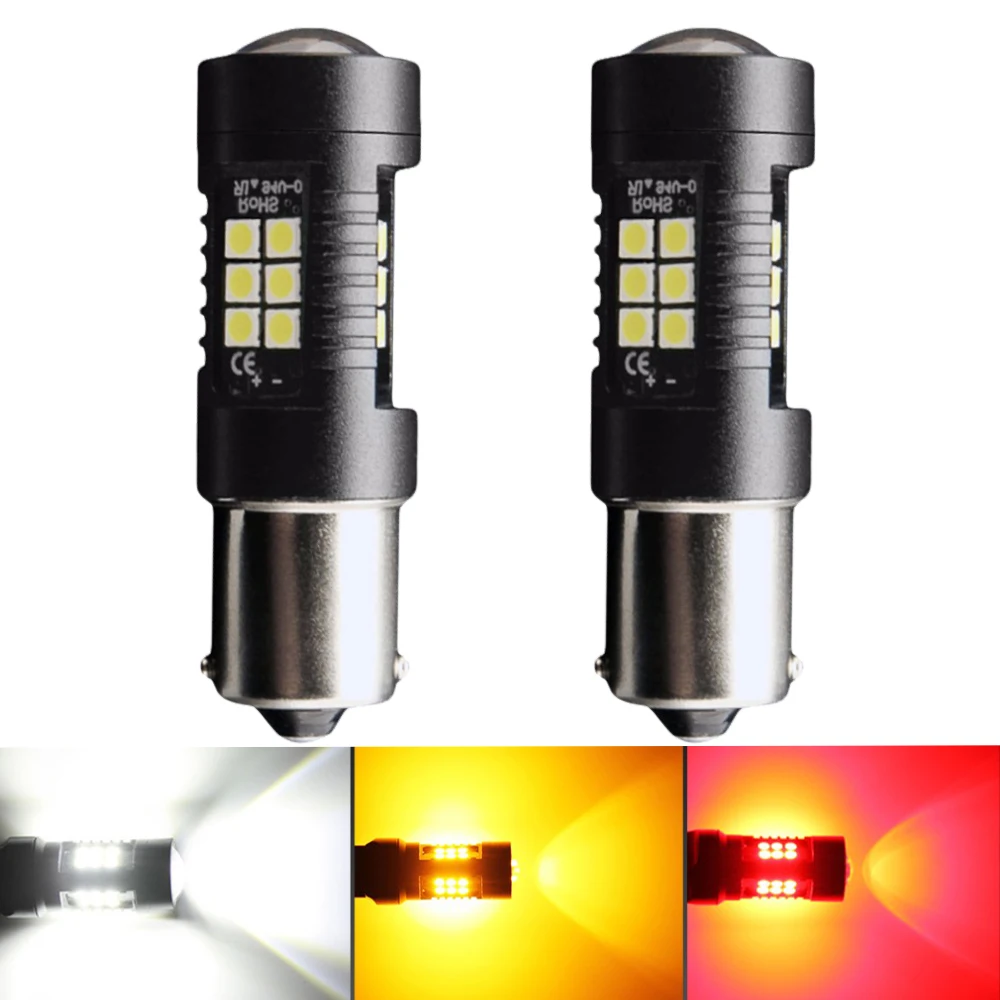 2pcs 1156 BA15S P21W 1157 P21/5W BAY15D BAU15S PY21W LED Car Tail Bulb Brake Reverse Lights Daytime Running Turn Signal Light