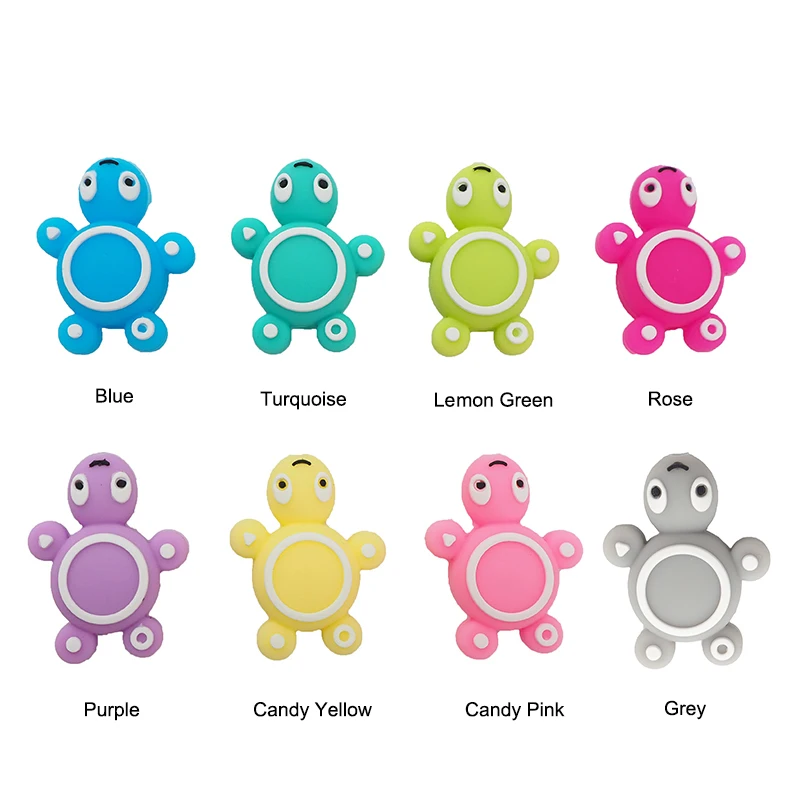 Chenkai 10PCS Silicone Turtle Beads Baby Animal Shape Of Mini Tortoise Teething BPA Free DIY Infant Nursing Pacifier Chain Clips