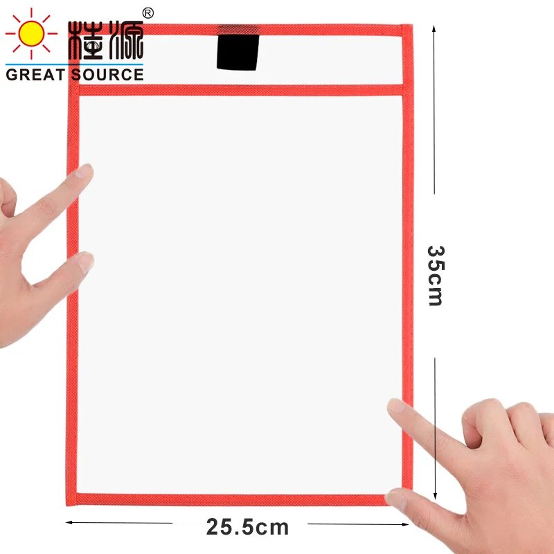 MQQ Dry Erasabl  Pockets Transparent Write PET Reusable Wipe Drawing Bag File Pocket Color Pens For Kids Dooble(2Sets)