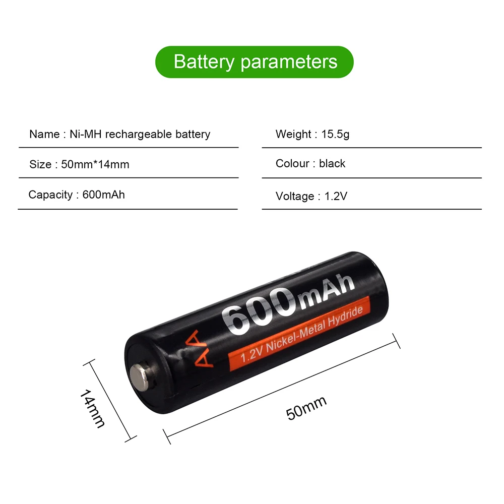 PALO AA rechargeable battery 1.2V AA 600mAh Ni-MH Pre-charged Rechargeable Battery Baterias AA for Camera