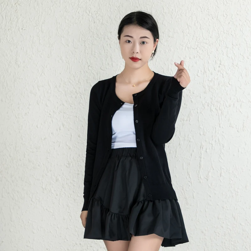 Tricot Cardigan Female Blouses Korean Fashion Style Jersey Outerwear Clothing Black Knitted Ladies Sweaters Crochet Top Cropped