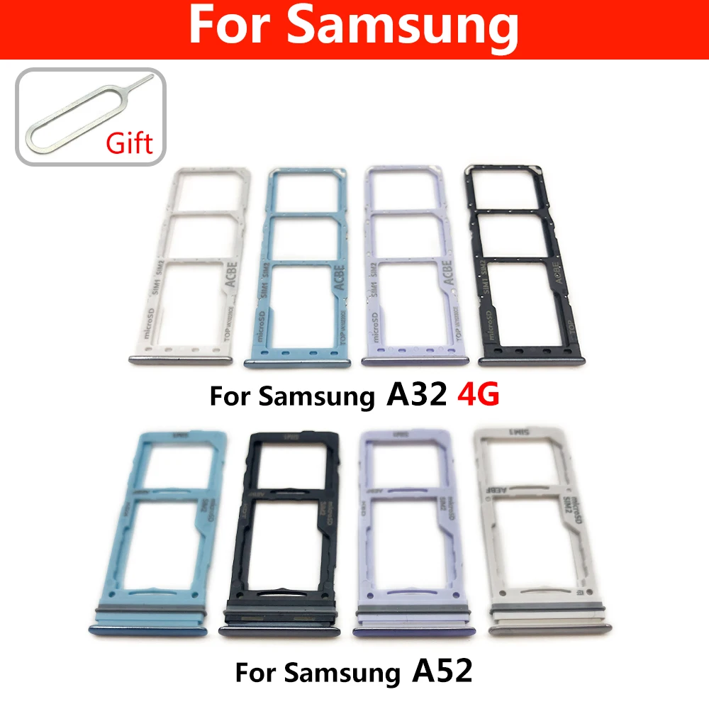 Sim SD Card Tray For Samsung A32 4G A52 A72 Phone SIM Chip Holder Slot Adapter Drawer Part With Repair Part