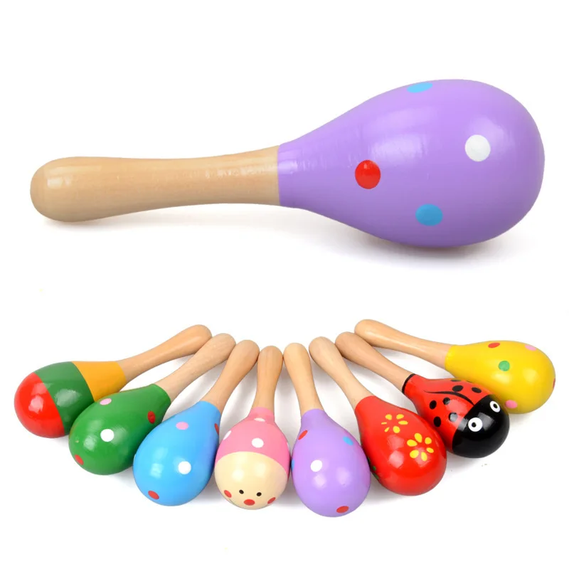 1Pc 12X4Cm Baby & Peuters Hout Zand Hamer Houten Maraca Rammelaars Zand Hamer Kids Musical Party favor Kind Shaker Baby Speelgoed