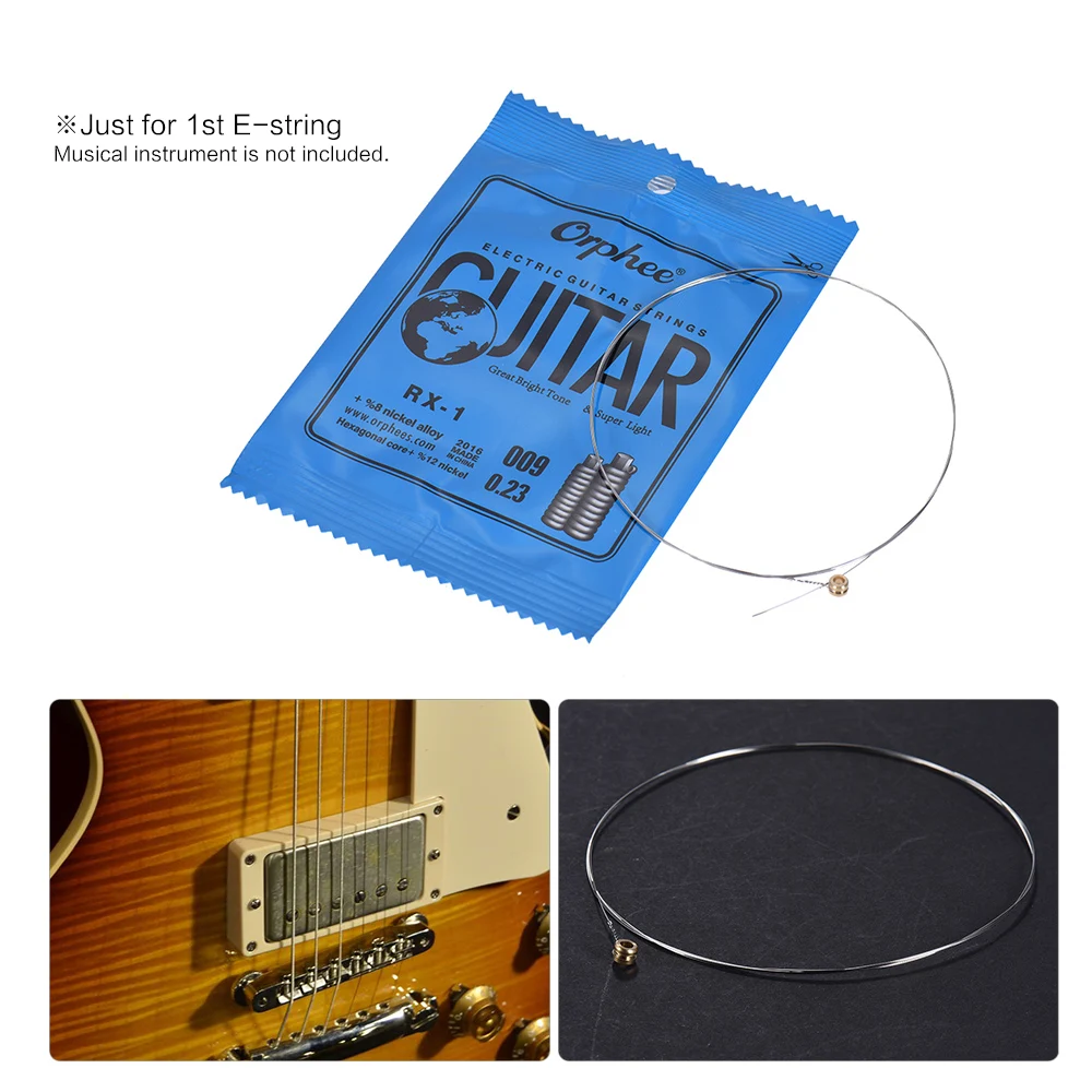 Orphee Single Guitar Strings Replacement for Electric Guitar 1st 2rd 3rd E-String (.009) 10pcs Nickel Alloy Super Light Tension