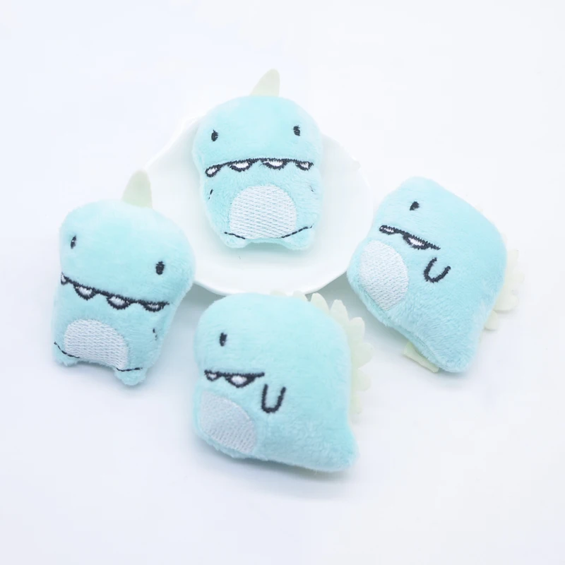 8Pcs Cotton Dinosaur Filled Plush Appliques for Handmade Clothes Hat Sewing Patches DIY Headwear Clips Bow Decor Accessories