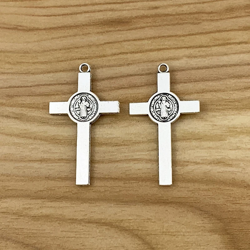 20 Pieces Cross Christ Jesus Crucifix Silver Color Charms Pendants for DIY Necklace Jewelry Making Findings Accessories